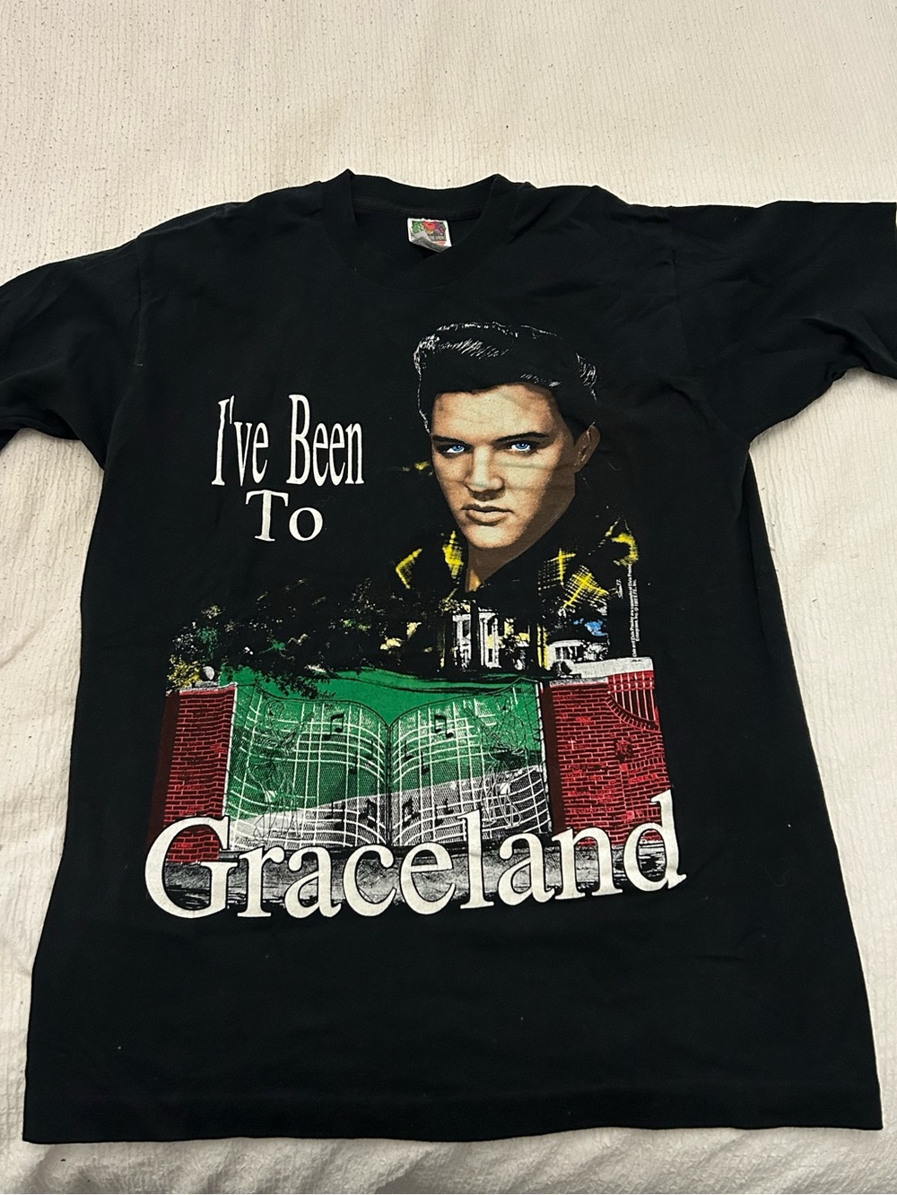 Vintage Graphic Black Elvis Tee 'I've Been To Graceland’ by Fruit of the Loom